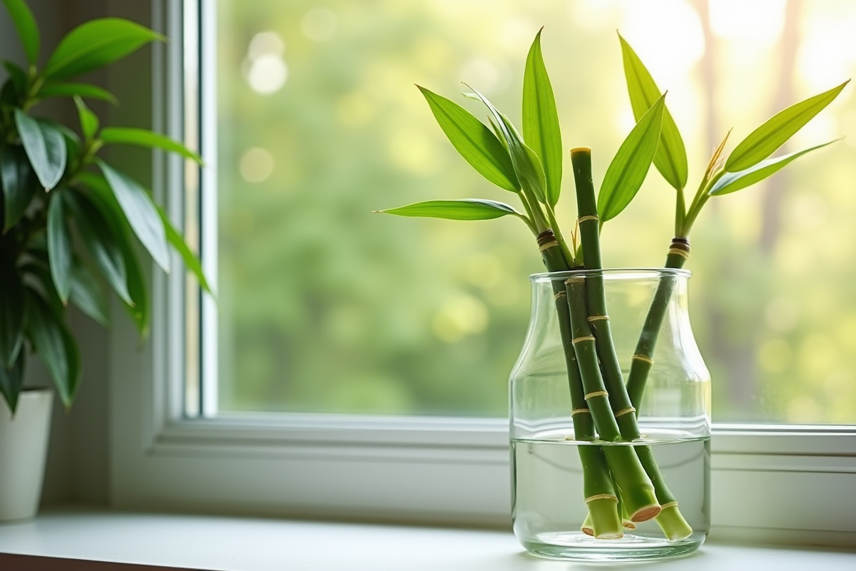 Bambou vert dans un vase d