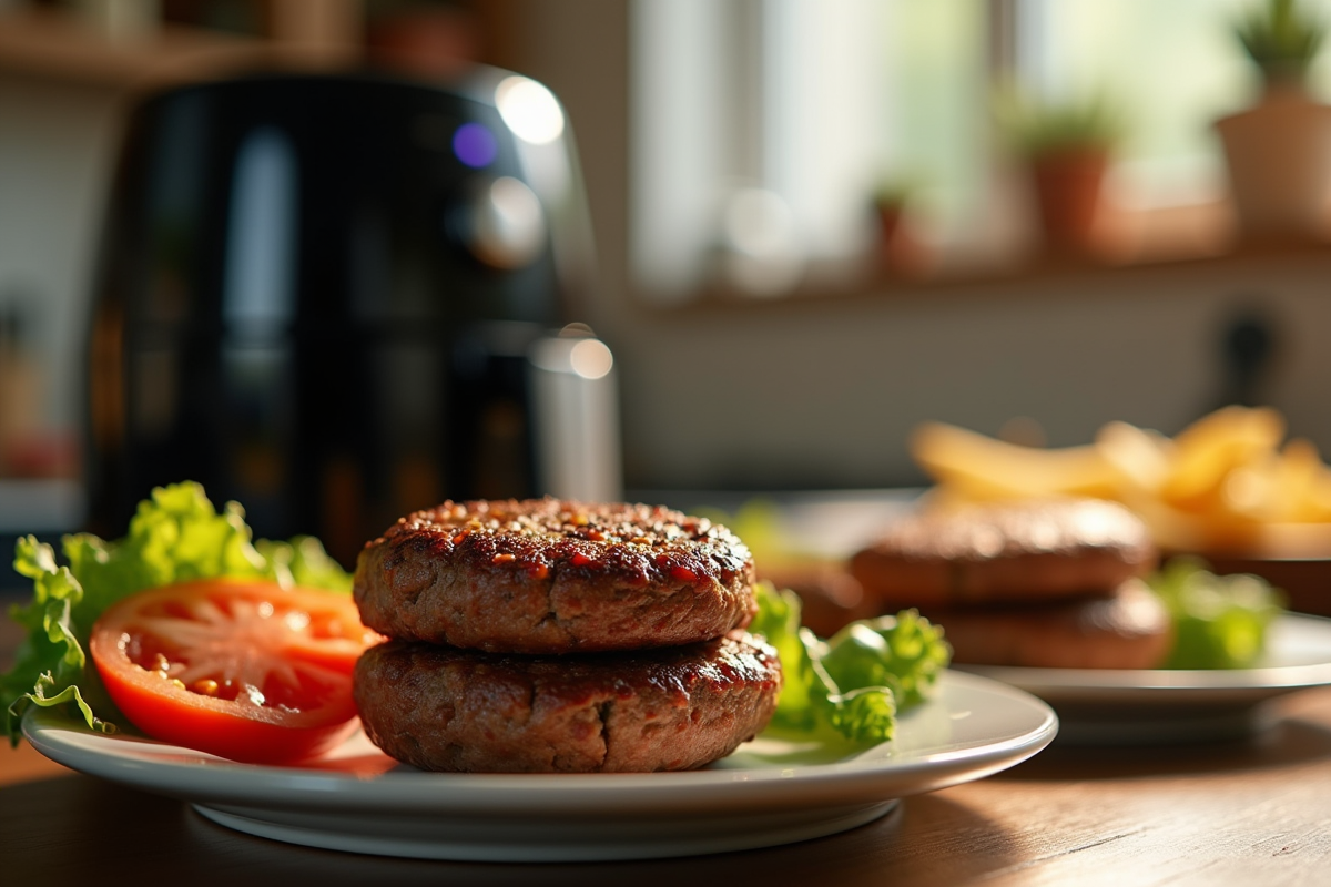 Steak haché juteux avec salade fraîche sur une assiette