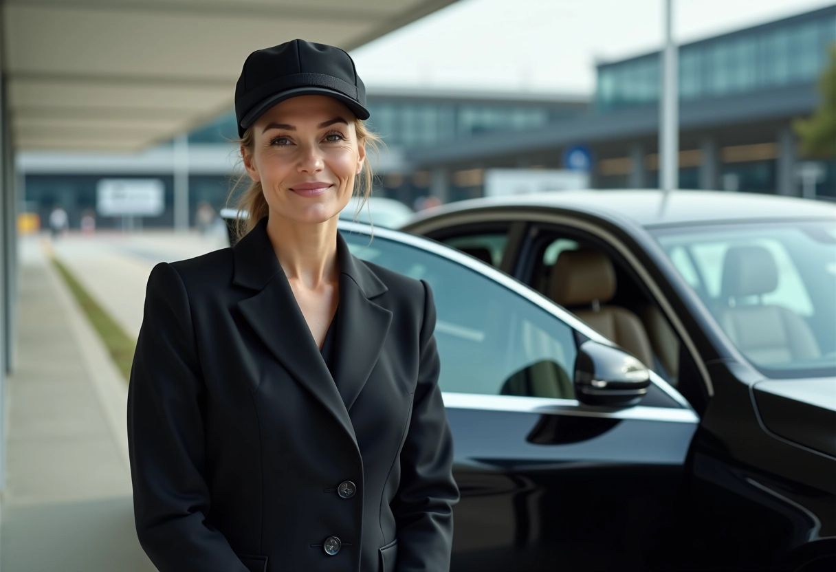 Chauffeuse professionnelle près d