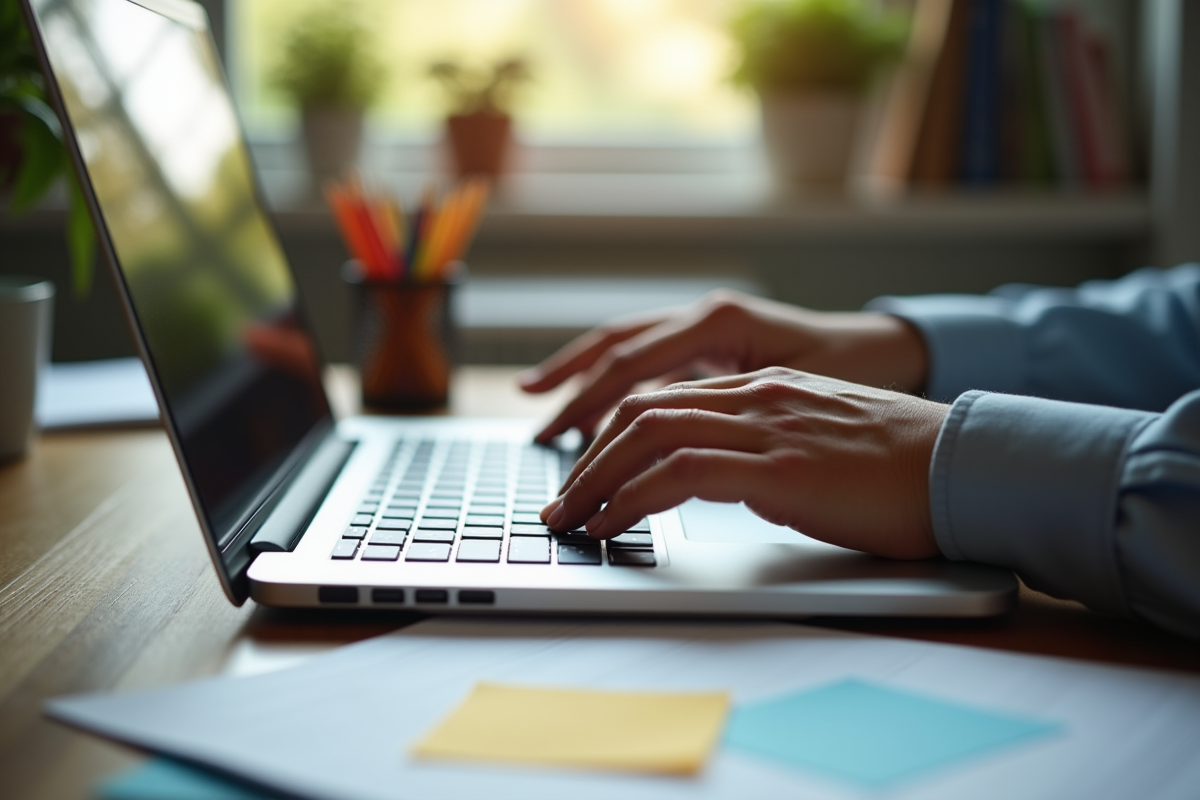 Mains tapant sur un clavier d