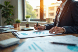 Comptable examinant documents de location et taxes immobilières