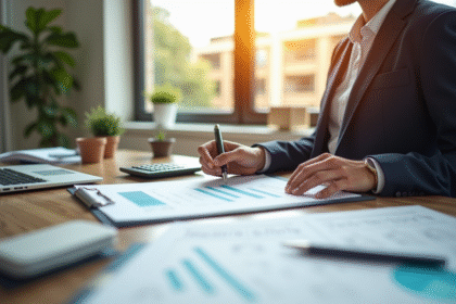 Comptable examinant documents de location et taxes immobilières