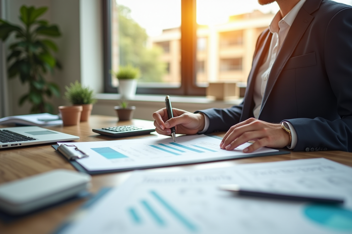 Comptable examinant documents de location et taxes immobilières
