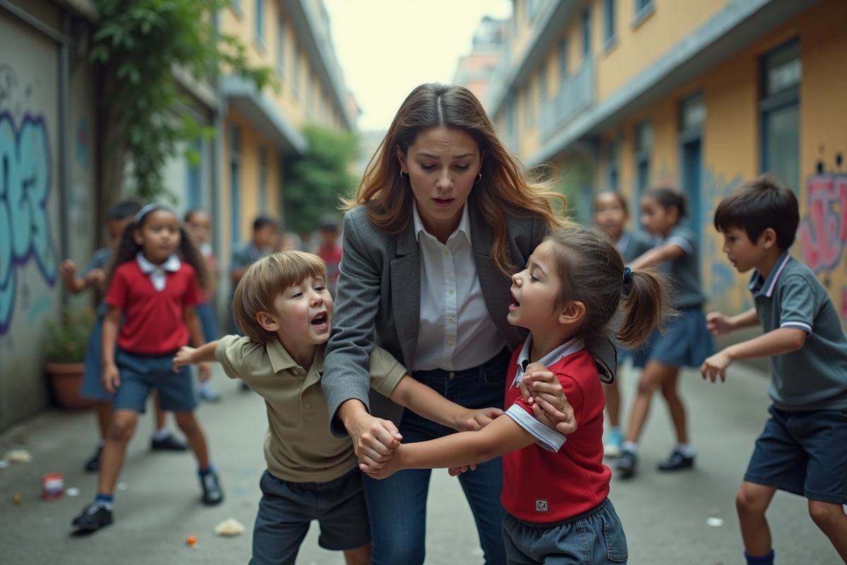 Enfants bruyants dans la cour d