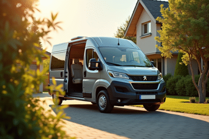 Peugeot Rifter 7 places stationnée sur une allée ensoleillée