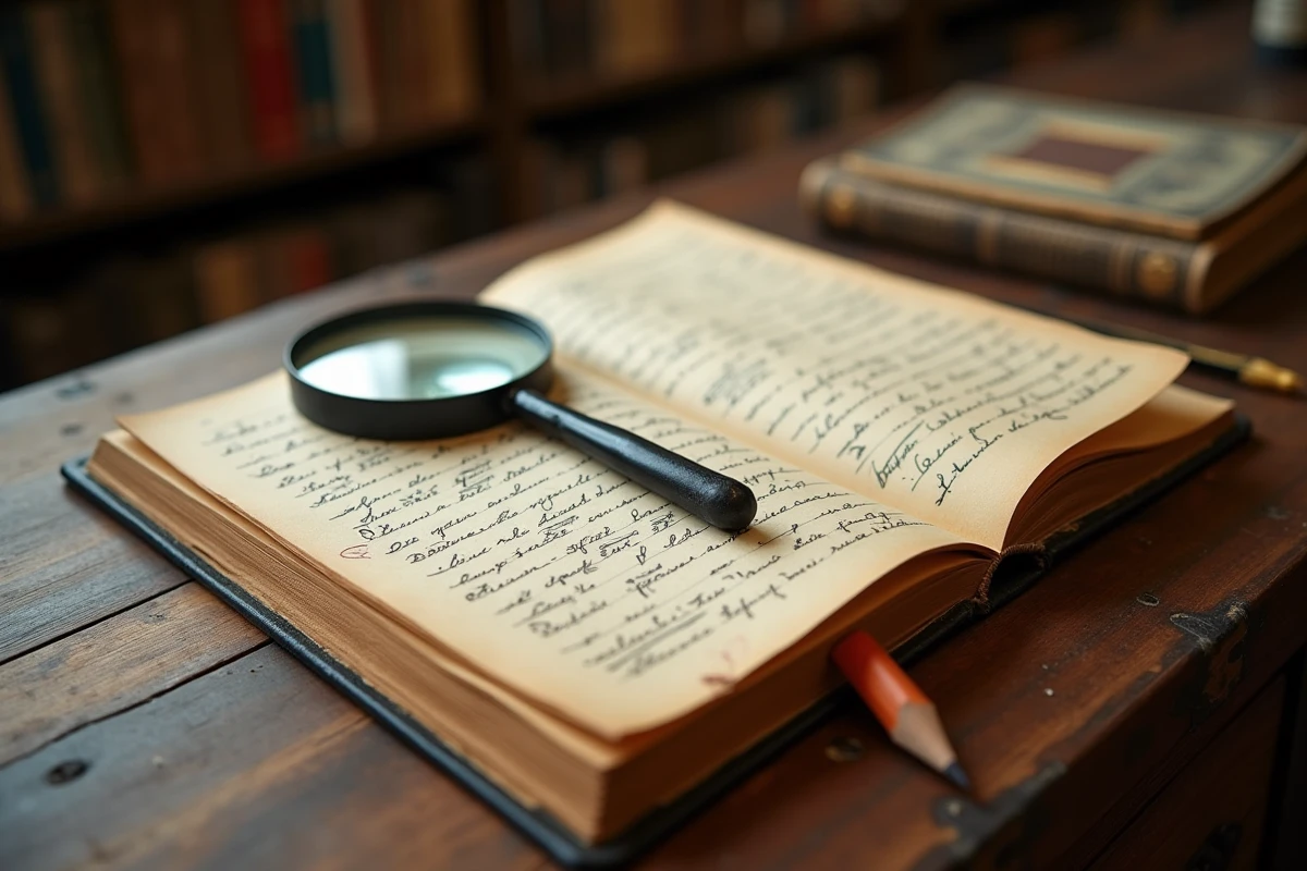Registre d'état civil ancien ouvert aux pages des actes de naissance pour une recherche biographique