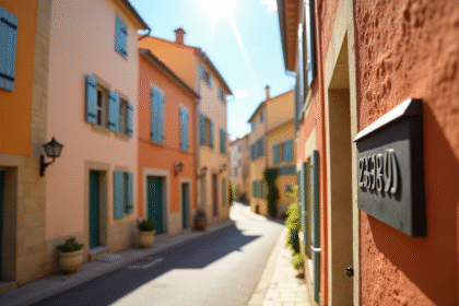 Rue ensoleillée à Aix en Provence avec bâtiments pastel