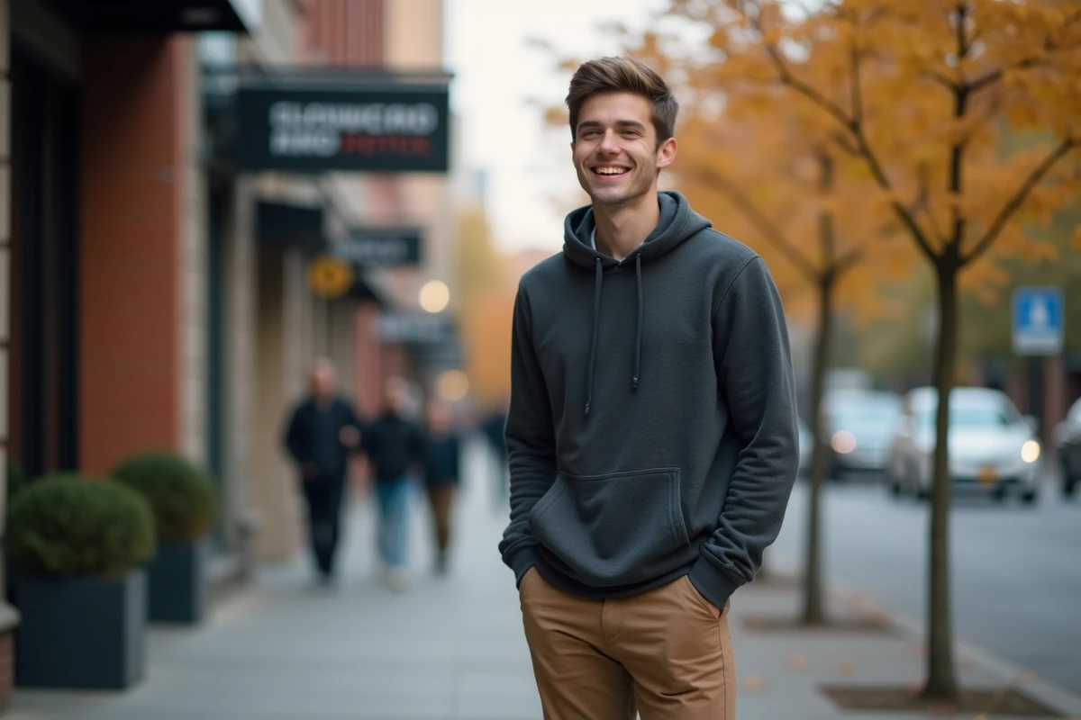 Yoann Usai souriant dans la rue, équilibre entre vie de couple et engagements professionnels